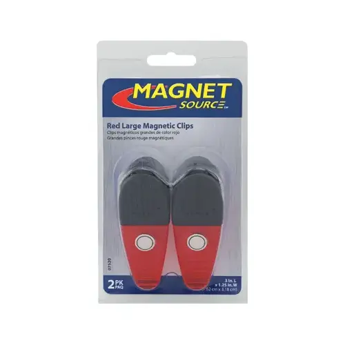 Magnetic Clips 1-5/8" L X 1-1/4" W Red Neodymium/Plastic Red Pair Magnetic Clips 1-5/8" L X 1-1/4" W Red Neodymium/Plastic Red Pair
