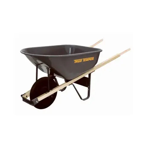 Galvanized Steel Wheelbarrow, Wood Handles, 6 Cu. Ft. Galvanized Steel Wheelbarrow, Wood Handles, 6 Cu. Ft.