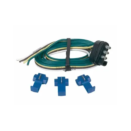 Trailer End Connector, 4-Wire Flat, 48 In. Multicolored