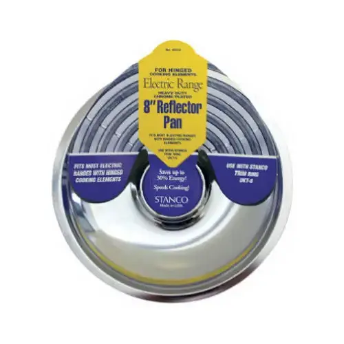 Electric Range Reflector Pan, Fixed-Element, Chrome, 8 In.