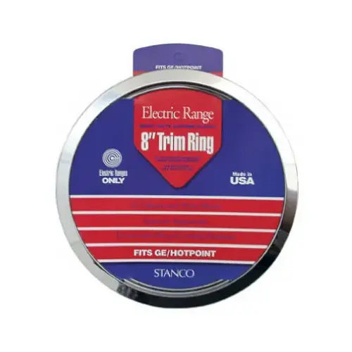 Electric Range Trim Ring, Chromed Steel, 8 In.