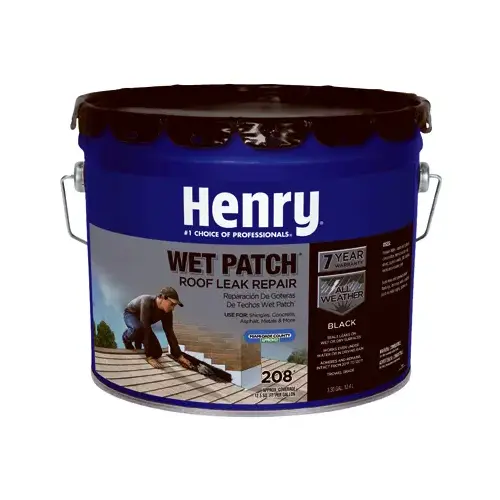 Wet Patch 208R Series Roof Cement, Black, Liquid, 3.5 gal Can Wet Patch 208R Series Roof Cement, Black, Liquid, 3.5 gal Can