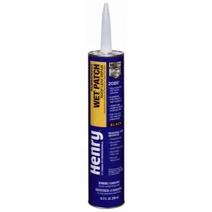 HENRY HE208R004 Wet Patch 208R Series Roof Cement, Black, Liquid, 11 fl-oz Cartridge