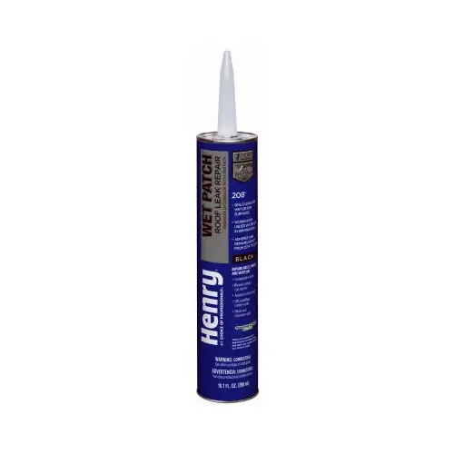 Wet Patch 208 Roof Cement, Black, Liquid, 11 fl-oz Cartridge - pack of 24