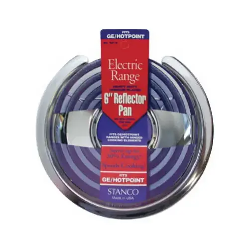 Electric Range Reflector Pan, Hinged-Element, Chrome, 6 In.