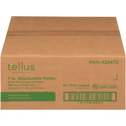 Tellus 9 Inch Round Plate No Pfas Added, 500 Each