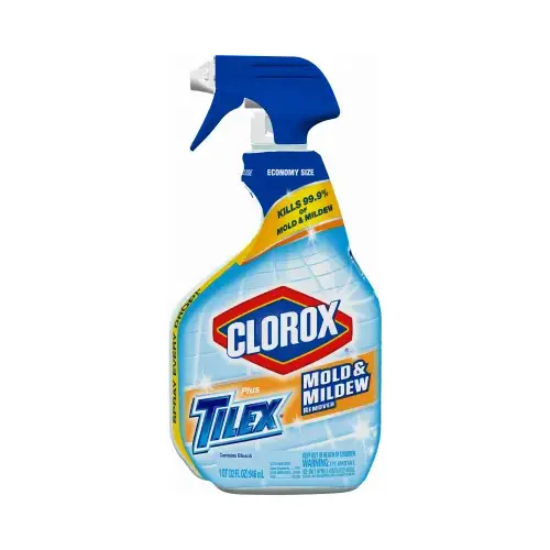 Mold and Mildew Stain Remover, 32 oz, Liquid, Bleach, Faint Yellow Mold and Mildew Stain Remover, 32 oz, Liquid, Bleach, Faint Yellow