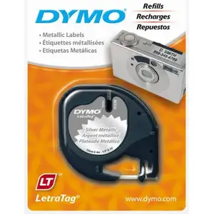 DYMO Corporation 91338 Label Maker Tape LetraTag 1/2" W X 156" L Metallic Silver Plastic
