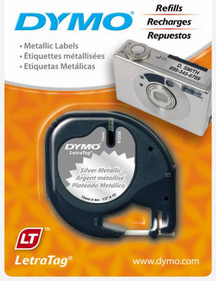 DYMO Corporation 91338 Label Maker Tape LetraTag 1/2" W X 156" L Metallic Silver Plastic