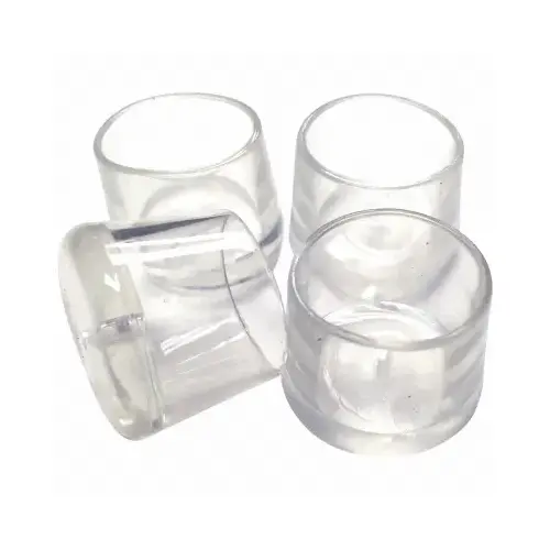 Leg Tip, Round, Plastic, Clear, 3/4 in Dia, 3/4 in H - pack of 24 Leg Tip, Round, Plastic, Clear, 3/4 in Dia, 3/4 in H - pack of 24