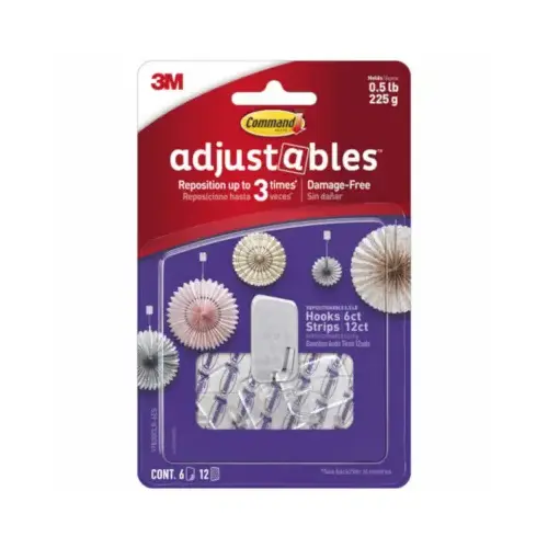 Hook Command adjustables Small Brushed Clear Plastic 6.75" L 0.5 lb Brushed Hook Command adjustables Small Brushed Clear Plastic 6.75" L 0.5 lb Brushed