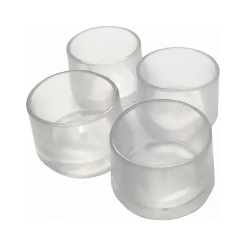 Leg Tip, Round, Plastic, Clear, 7/8 in Dia, 3/4 in H - pack of 24