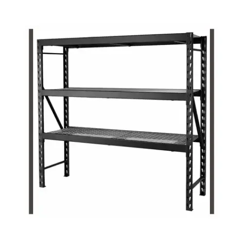 Shelving Unit Muscle Rack 72" H X 77" W X 24" D Steel Black Shelving Unit Muscle Rack 72" H X 77" W X 24" D Steel Black