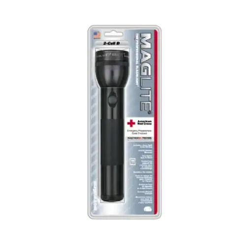 Mag-Lite  Standard Flashlight, 2 D, 27 Lumens, Black, Hangpak