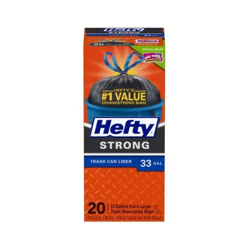 Trash Bags Extra Strong 33 gal Drawstring 20 pk 1.05 mil Black Trash Bags Extra Strong 33 gal Drawstring 20 pk 1.05 mil Black