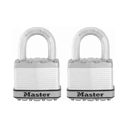 Padlock Magnum 3-3/32" H X 1-13/64" W X 2" L Laminated Steel Ball Bearing Locking Padlo Silver Pair Padlock Magnum 3-3/32" H X 1-13/64" W X 2" L Laminated Steel Ball Bearing Locking Padlo Silver Pair