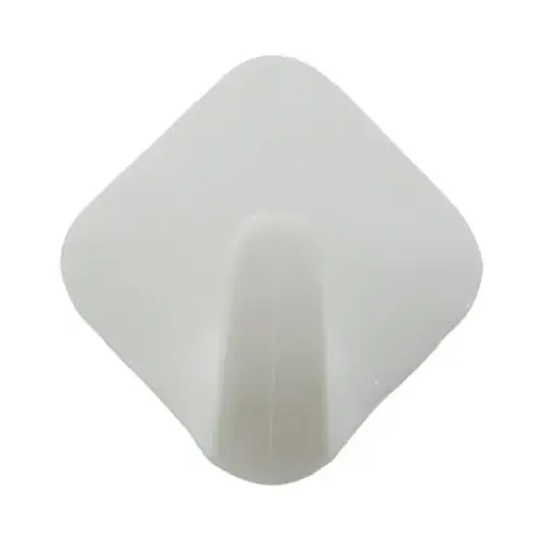 Hook 1-9/16" L White Plastic Small stick on! Diamond White