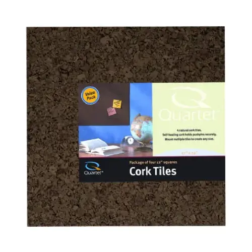 Cork Tiles, Dark, Self-Stick, 12 x 12 In - pack of 4 Cork Tiles, Dark, Self-Stick, 12 x 12 In - pack of 4