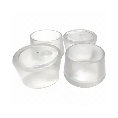 Leg Tip, Round, Plastic, Clear, 1-1/2 in Dia, 1-1/8 in H - pack of 4 Leg Tip, Round, Plastic, Clear, 1-1/2 in Dia, 1-1/8 in H - pack of 4