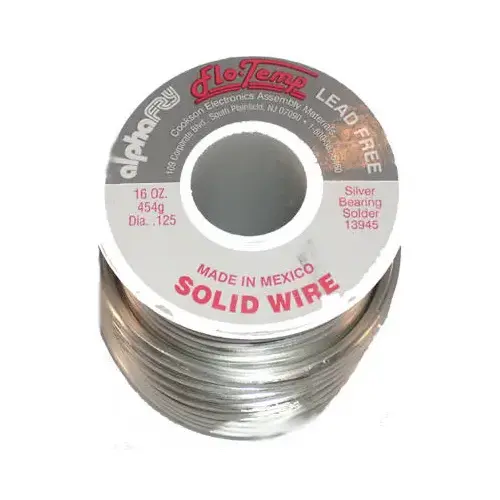 Solid Wire Solder 16 oz Lead-Free 0.125" D Silver-Bearing Alloy Solid Wire Solder 16 oz Lead-Free 0.125" D Silver-Bearing Alloy