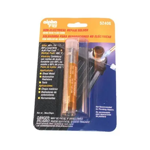 Repair Solder 0.9 oz Acid Core 0.06" D Tin/Lead 40/60 Repair Solder 0.9 oz Acid Core 0.06" D Tin/Lead 40/60