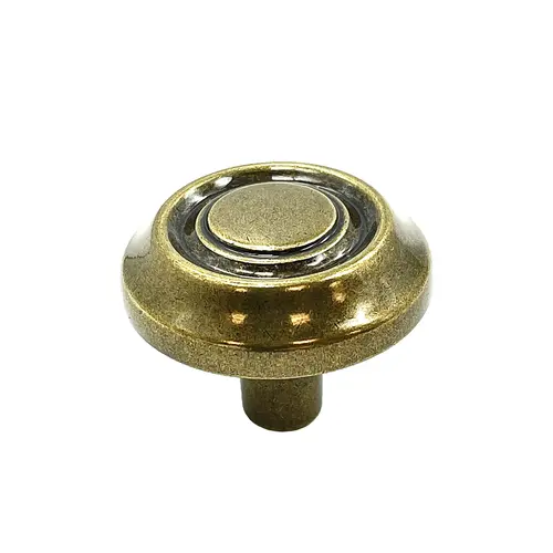 Cabinet Knob Traditional Classics Round 1-1/4" D 1" Burnished Brass Gold Burnished Brass Cabinet Knob Traditional Classics Round 1-1/4" D 1" Burnished Brass Gold Burnished Brass