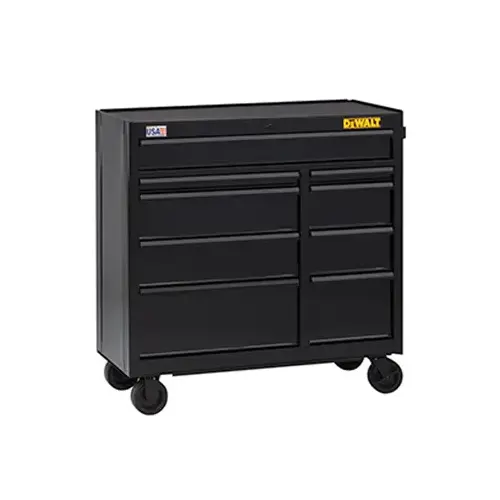 Rolling Tool Cabinet, 15,498 cu-in, 26-1/2 in OAW, 40-1/2 in OAH, 18 in OAD, Steel, Black, 9-Drawer Rolling Tool Cabinet, 15,498 cu-in, 26-1/2 in OAW, 40-1/2 in OAH, 18 in OAD, Steel, Black, 9-Drawer