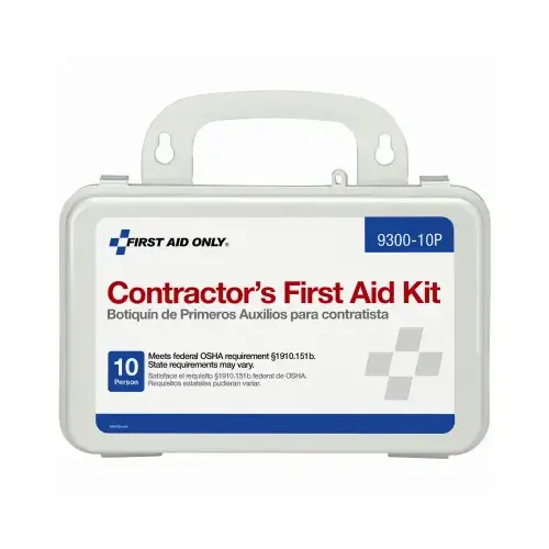 Contractor's First Aid Kit, 10 Person, Plastic Case, Portable/Wall Mount Contractor's First Aid Kit, 10 Person, Plastic Case, Portable/Wall Mount