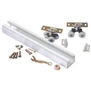 Johnson Hardware 100721DR Pocket Door Hardware Set, 72 in L Track, Top Mounting, For: 200 lb Doors