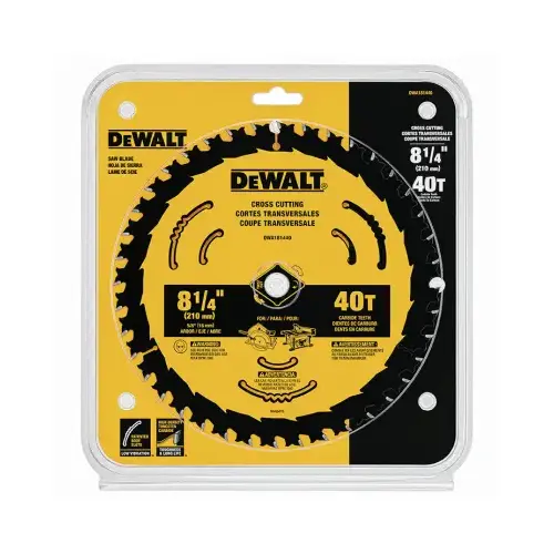 Circular Saw Blade, 8-1/4 in Dia, 5/8 in Arbor, 40-Teeth, Applicable Materials: Wood Circular Saw Blade, 8-1/4 in Dia, 5/8 in Arbor, 40-Teeth, Applicable Materials: Wood