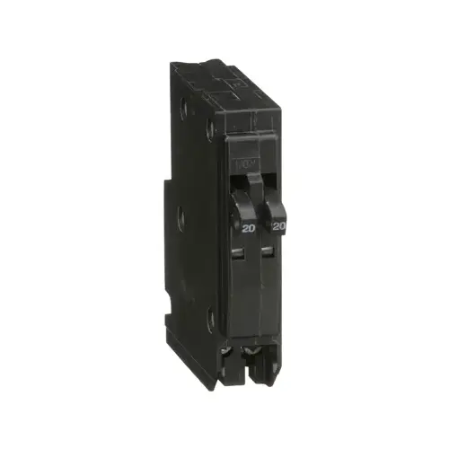 QO Circuit Breaker, Mini, Tandem, 20 A, 1 -Pole, 120/240 V, Plug Mounting, Black