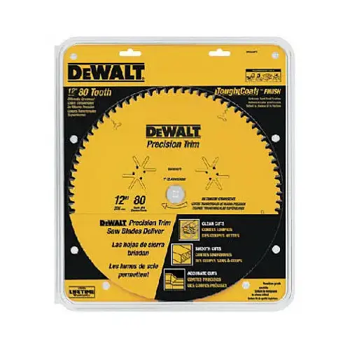 Precision Trim Saw Blade, 12 in Dia, 1 in Arbor, 80-Teeth, Carbide Cutting Edge Precision Trim Saw Blade, 12 in Dia, 1 in Arbor, 80-Teeth, Carbide Cutting Edge