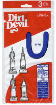 Dirt Devil 3920047001 Dirt Devil, Style "U" Vacuum Cleaner Bags   pack of 3