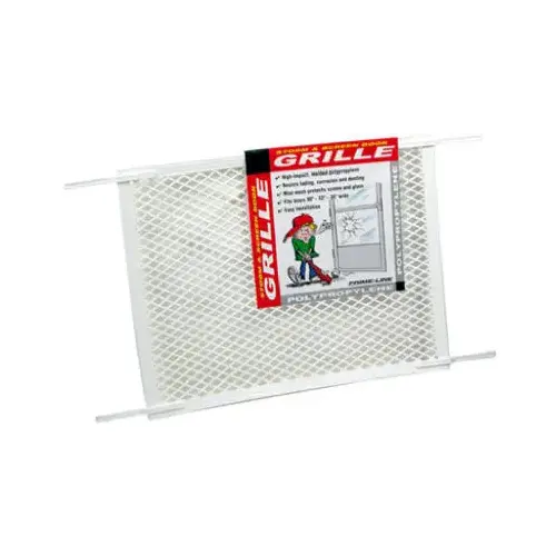 Hinged Screen Door Grill, 34-1/2 in W, 20 in H, Plastic, For: 30 to 36 in W Sliding Screen Doors White