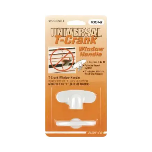 Casement Window Operator Tee Crank Handle, Diecast, White, Universal, , 1-1/8-In. x 2-3/8-In Pair Casement Window Operator Tee Crank Handle, Diecast, White, Universal, , 1-1/8-In. x 2-3/8-In Pair