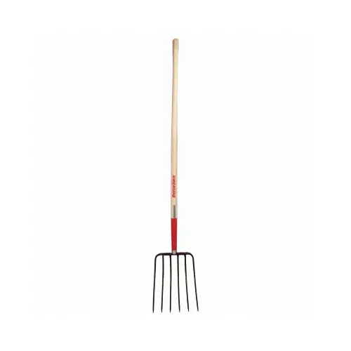 10-In. Forged Steel Manure Fork, 54-In. Handle, 6 Tines 10-In. Forged Steel Manure Fork, 54-In. Handle, 6 Tines