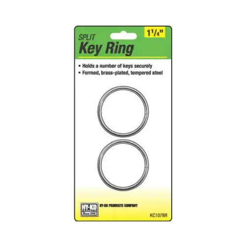 Split Key Ring, Brass-Plated, 1-1/4-I - 2 per pack x5 packs Split Key Ring, Brass-Plated, 1-1/4-I - 2 per pack x5 packs