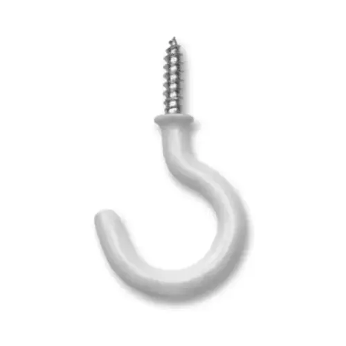 Cup Hooks, White Vinyl, 7/8-In., 4-Pc. Cup Hooks, White Vinyl, 7/8-In., 4-Pc.