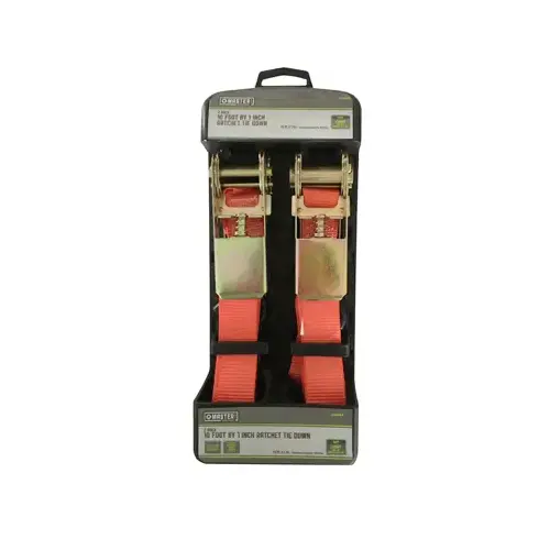 1 x 10-Inch Ratchet Tie-Downs Pair Orange
