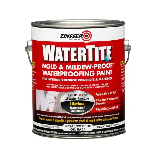 WATERTITE Mold & Mildew-Proof Waterproofing Paint, White, 1 gal Can WATERTITE Mold & Mildew-Proof Waterproofing Paint, White, 1 gal Can