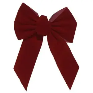 HOLIDAY TRIMS INC. 7822 Christmas Bow, 5-Loop, Burgundy Velvet, 10 x 13 x 3-In.
