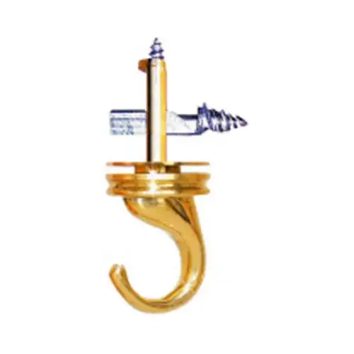 Driller Hook, Ceiling, Brass, Holds 40 Lb.