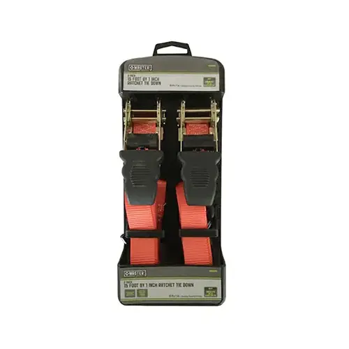 Ratchet Tie-Down, 1-In. x 15-Ft Pair Blue