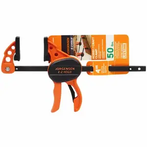 Jorgensen 33804 E-Z HOLD Series Hobby Bar Clamp, 50 lb, 4 in Max Opening Size, 1-1/2 in D Throat, Steel Body