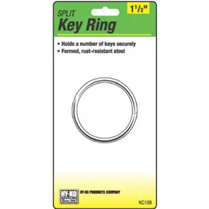 HY-KO PROD CO KC109-XCP5 Split Key Ring, Brass-Plated, 1-1/2-In. - pack of 5