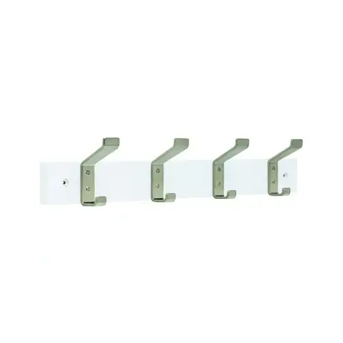 Classic Bent Hook Rail, Pure White & Satin Nickel, 18-In. Classic Bent Hook Rail, Pure White & Satin Nickel, 18-In.