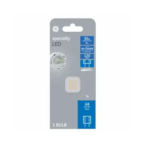 LED Bulb, Specialty, T4 Lamp, G8 Lamp Base, Dimmable, Clear, Soft White Light, 3000 K Color Temp