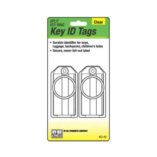 Identification Tag with Split Ring, Clear pair