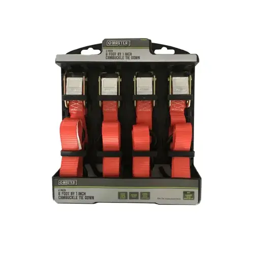 1-Inch x 6-Ft. Cam Buckle Tie-Downs - pack of 4 Red 1-Inch x 6-Ft. Cam Buckle Tie-Downs - pack of 4 Red
