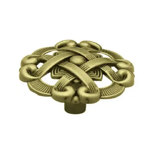 Weave Round Cabinet Knob, Antique Brass, 1-1/2-In.